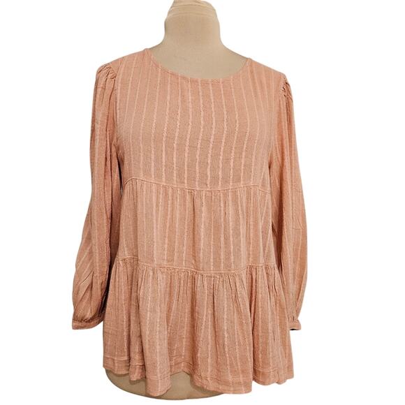 American Eagle Babydoll Peasant Tunic Top Boho Hippie Blouse Cut Out Open Back M - Picture 1 of 15